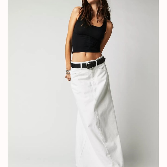 Free People White Maxi Skirt with Cream Crochet Top Styling. Skirt only - Picture 4 of 8